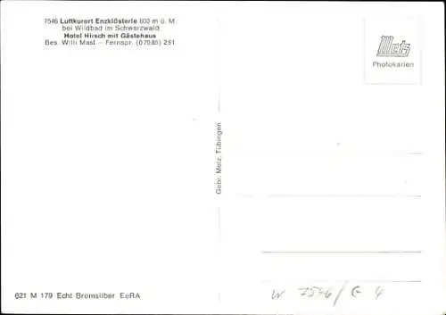 Ak Enzklösterle im Schwarzwald, Hotel Hirsch, Speiseräume, Gesamtansicht