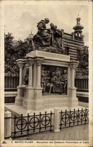 Ak Berck Plage Pas de Calais, Denkmal der Ärzte Perrochaud und Cazin