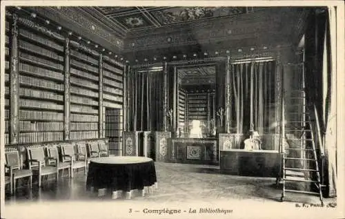 Ak Compiègne Oise, Bibliothek, Innenansicht