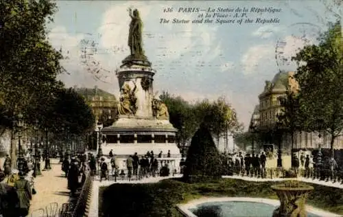 Ak Paris, Statue der Republik, Platz