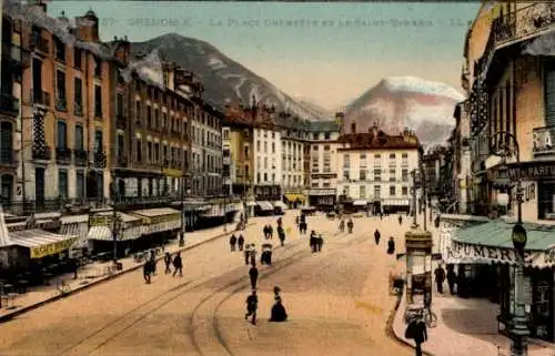 Ak Grenoble-Isère, Place Gambetta, Saint-Eynard, Parfümerie