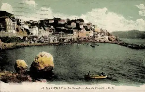 Ak Marseille Bouches du Rhône, Corniche, Anse du Prophete
