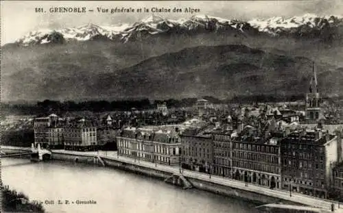 Ak Grenoble-Isère, Gesamtansicht, Alpen