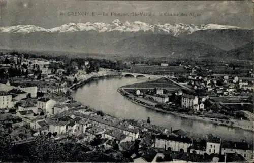 Ak Grenoble Isère, La Tronche, L'Ile Verte, Alpen