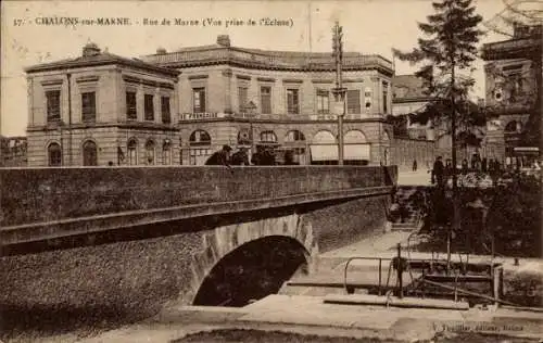 Ak Chalons sur Marne, Rue de Marne, Vue prise de l'Ecluse