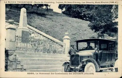 Ak Les Charmettes Les Déserts Savoie, Monument des Combattants des Deserts, Route de Chambery