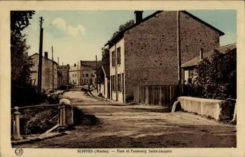 Ak Suippes Marne, Pont, Faubourg Saint-Jacques