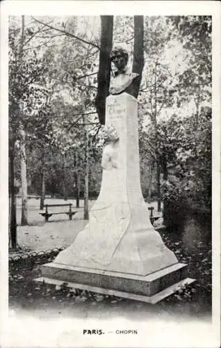 Ak Paris VI, Jardin du Luxembourg, Chopin Denkmal, Französisch polnischer Komponist