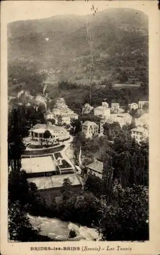 Ak Brides les Bains Savoie, Teilansicht, Tennisplatz