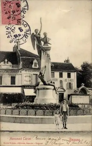 Ak Beaune Côte-d'Or, Monument Carnot, Mann mit Kind