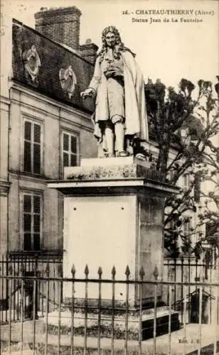 Ak Château Thierry Aisne, Statue Jean de La Fontaine