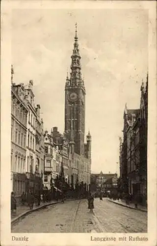 Ak Gdańsk Danzig, Langgasse mit Rathaus