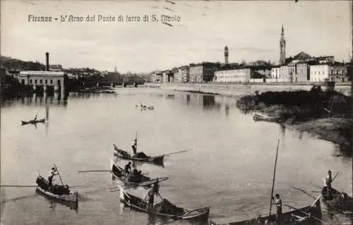 Ak Firenze Florenz Toscana, Arno dal Ponte di ferro di S. Nicolo