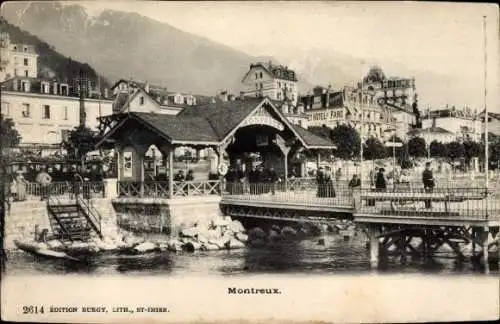 Ak Montreux Kanton Waadt Schweiz, Seebrücke, Hotel