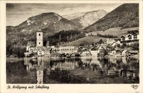 Ak St. Wolfgang im Salzkammergut Oberösterreich, Stadt mit Schafberg