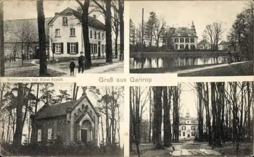 Ak Gartrop Hünxe am Niederrhein, Restauration Ernst Schult, Kapelle, Schloss