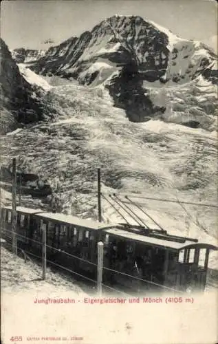 Ak Kanton Bern Schweiz, Jungfraubahn, Eigergletscher und Mönch