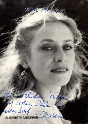 Ak Schauspielerin Elisabeth Niederer, Portrait, Autogramm