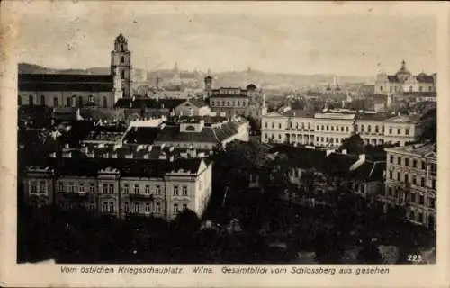 Ak Vilnius Wilna Litauen, Gesamtansicht, Schlossberg