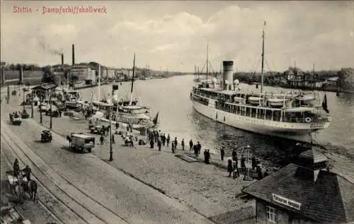 Ak Szczecin Stettin Pommern, Dampfschiffsbollwerk, Dampfer Hertha