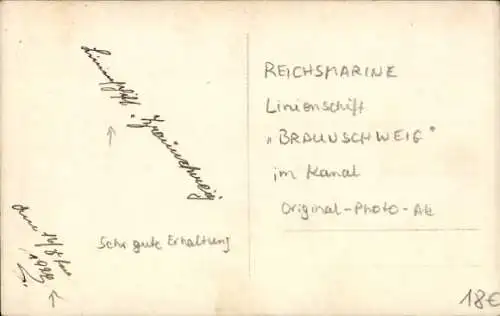 Foto Ak Deutsches Kriegsschiff, Braunschweig, Linienschiff, Reichsmarine