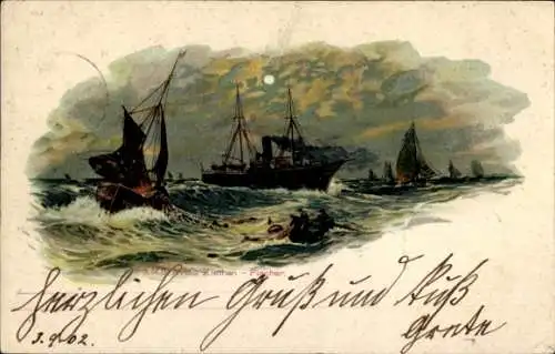 Litho Deutsches Kriegsschiff, SMS Ziethen, Aviso