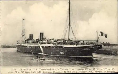 Ak Dampfer La Touraine, CGT, French Line