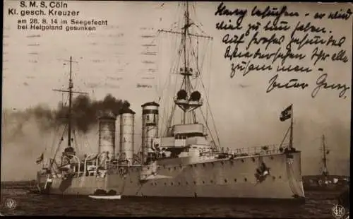 Ak Deutsches Kriegsschiff, SMS Cöln, kleiner geschützter Kreuzer, Kaiserliche Marine