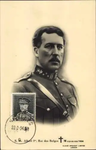 Ak Albert I, König von Belgien, Trauerkarte