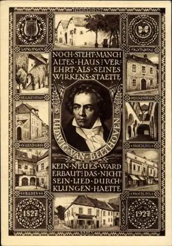 Ganzsachen Ak Mödling in Niederösterreich, Komponist Ludwig van Beethoven, Heiligenstadt