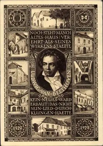 Ganzsachen Ak Österreich, Komponist Ludwig van Beethoven, Heiligenstadt, Nussdorf