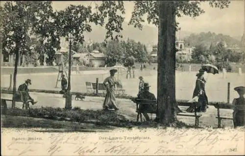 Ak Baden Baden am Schwarzwald, Der Lawn Tennisplatz