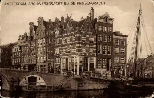 Ak Amsterdam Nordholland Niederlande, Brouwersgracht in der Nähe der Prinsengracht