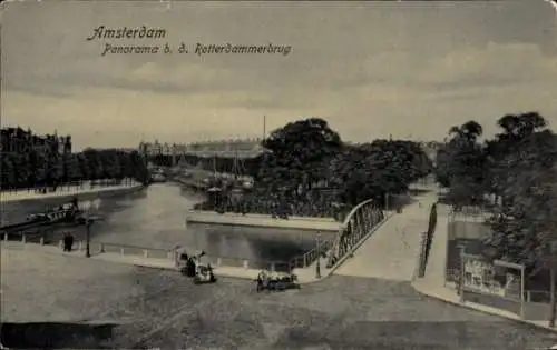 Ak Amsterdam Nordholland Niederlande, Panorama bei Rotterdammerbrug