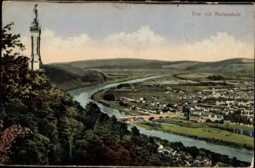 Ak Trier an der Mosel, Mariensäule, Panorama