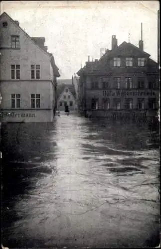 Ak Nürnberg in Bayern, Hochwasserkatastrophe vom 5. Februar 1909, Am Sand mit Fischergasse