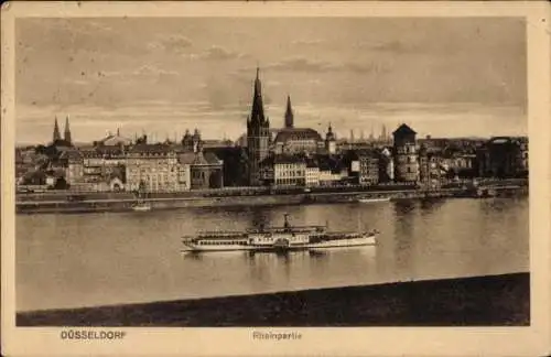 Ak Düsseldorf am Rhein, Rheinufer, Dampfer