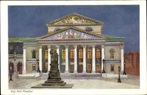 Künstler Ak München, Königliches Hof-Theater, Denkmal, Mozart-Festspiele