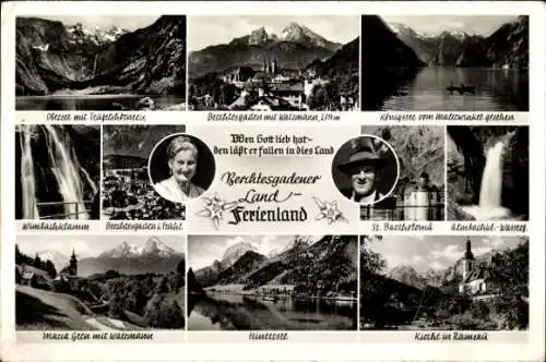 Ak Berchtesgaden in Oberbayern, Hintersee, Kirche im Ramsau, Königssee, St. Bartholomä, Maria Gern