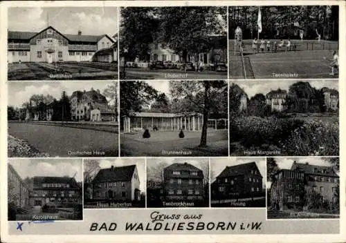 Ak Bad Waldliesborn Lippstadt in Westfalen, Haus Margarete, Badehaus, Heizig, Tennisplatz