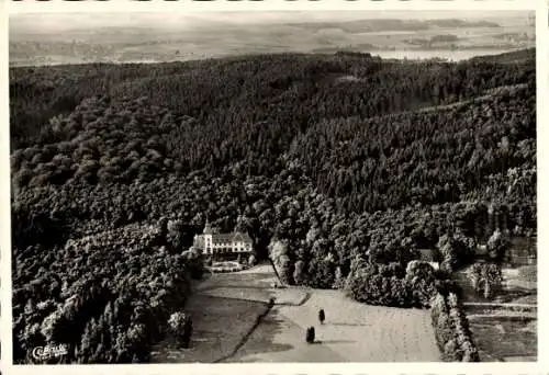 Ak Körbecke Möhnesee in Westfalen, Waldhaus St. Meinolf, Panorama, Fliegeraufnahme