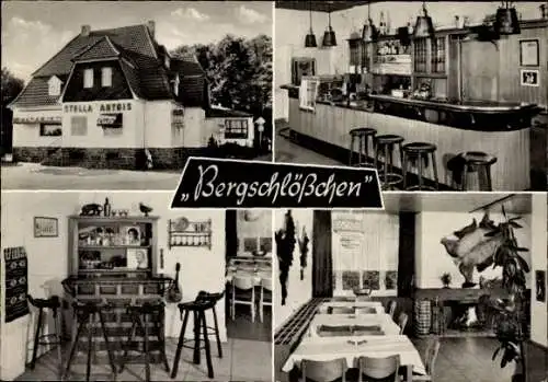 Ak Halver in Westfalen, Hotel Restaurant Bergschlösschen, Speiseraum, Bar, Gesellschaftsraum