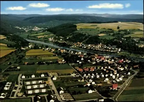 Ak Würgassen Beverungen an der Weser, Luftbild