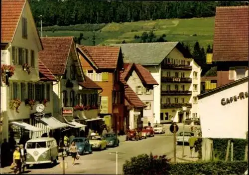 Ak Baiersbronn im Schwarzwald, Straße, Cafe, VW Bulli