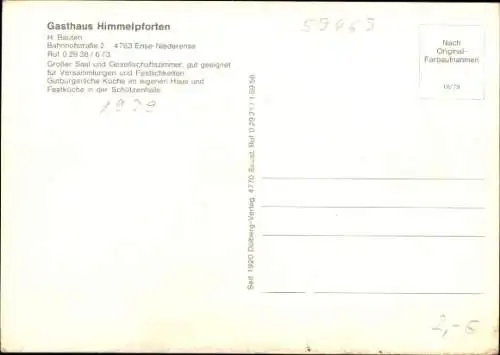 Ak Niederense Ense im Sauerland, Gasthaus Himmelpforten, Innenansicht