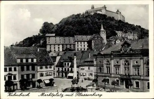 Ak Kulmbach in Oberfranken, Marktplatz, Plassenburg