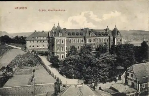 Ak Meißen an der Elbe, Städtisches Krankenhaus