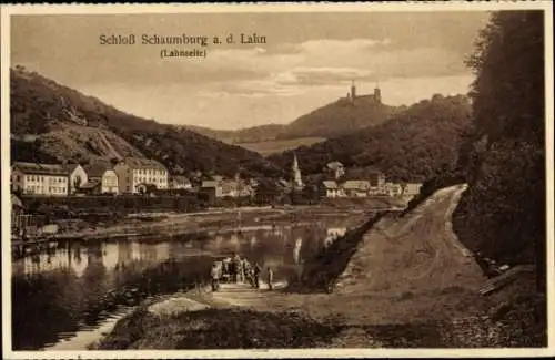 Ak Balduinstein an der Lahn, Schloss Schaumburg, Lahnseite