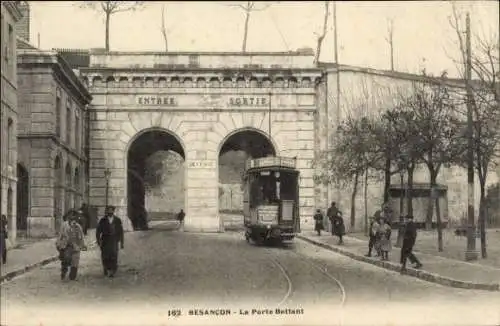 Ak Besançon Doubs, Porte Battant, Straßenbahn