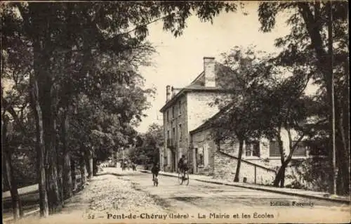 Ak Pont de Chéruy Isère, Mairie, Ecoles